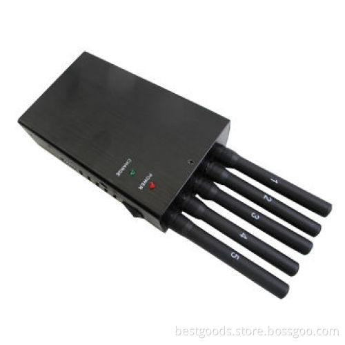 Five antenna GSM/DCS/3G/GPS jammer, 2,800 to 3,200mA working current